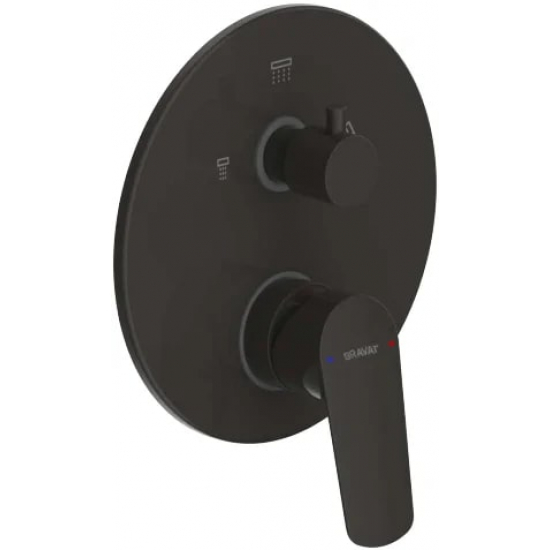 Встраиваемый смеситель для душа и ванны BRAVAT Rhein PB8429564BW-3-ENG чёрный