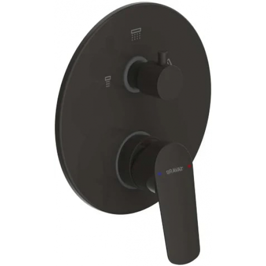 Встраиваемый смеситель для душа и ванны BRAVAT Rhein PB8429564BW-3-ENG, С ВНУТРЕННЕЙ ЧАСТЬЮ, чёрный
