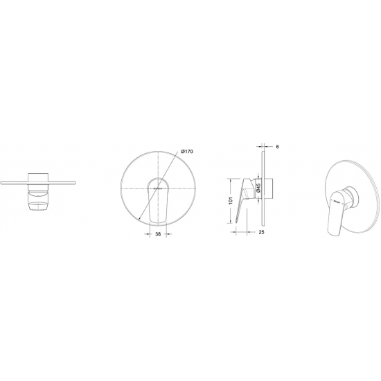 Встраиваемый смеситель для душа и ванны BRAVAT Rhein PB8429564BW-ENG чёрный