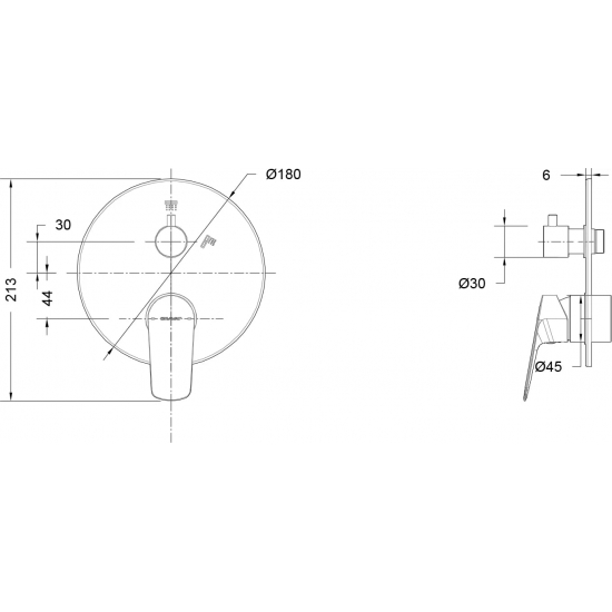 Встраиваемый смеситель для душа и ванны BRAVAT Rhein PB8429564CP-2-ENG хром