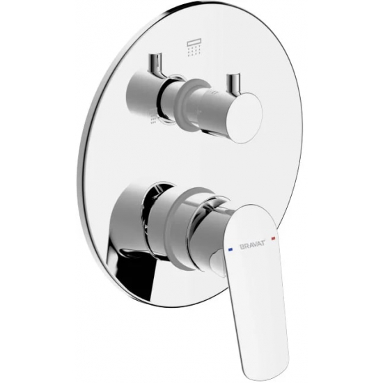 Встраиваемый смеситель для душа и ванны BRAVAT Rhein PB8429564CP-2-ENG, С ВНУТРЕННЕЙ ЧАСТЬЮ