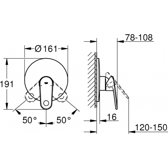 Встраиваемый смеситель для душа и ванны GROHE Europlus II 19537002 хром