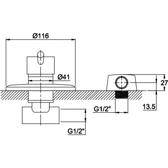 Встраиваемый смеситель для душа и ванны KAISER Merkur 26017-1Br С ВНУТРЕННЕЙ ЧАСТЬЮ, бронза