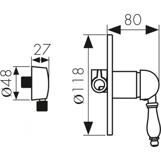 Встраиваемый смеситель для душа и ванны KAISER Vincent 31017 С ВНУТРЕННЕЙ ЧАСТЬЮ, хром
