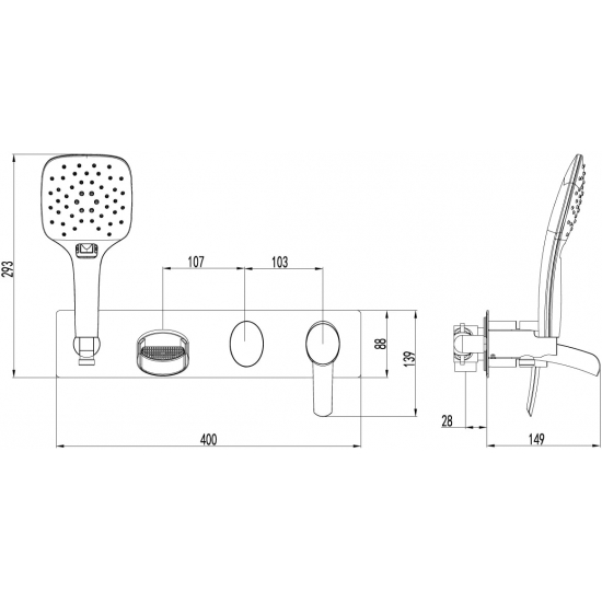 Встраиваемый смеситель для душа и ванны LEMARK Atlantiss LM3224C С ВНУТРЕННЕЙ ЧАСТЬЮ, хром