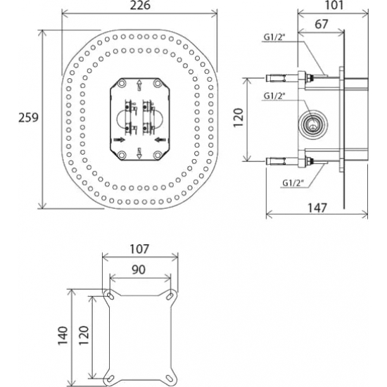 Встраиваемый смеситель для душа и ванны RAVAK Classic CL 065.00 С ВНУТРЕННЕЙ ЧАСТЬЮ, хром
