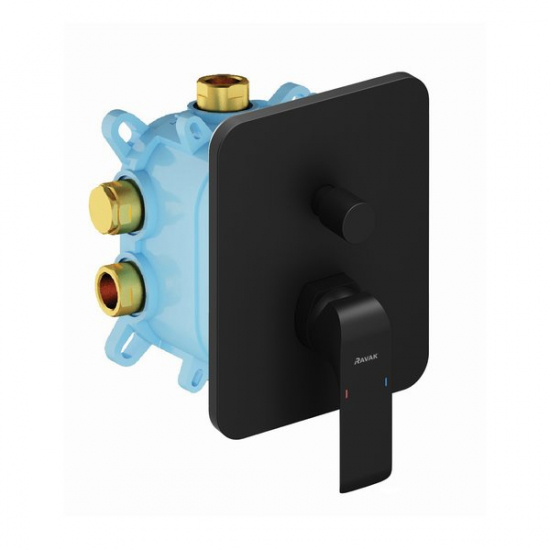 Встраиваемый смеситель для душа и ванны RAVAK Flat black FL 065.20 С ВНУТРЕННЕЙ ЧАСТЬЮ, чёрный 