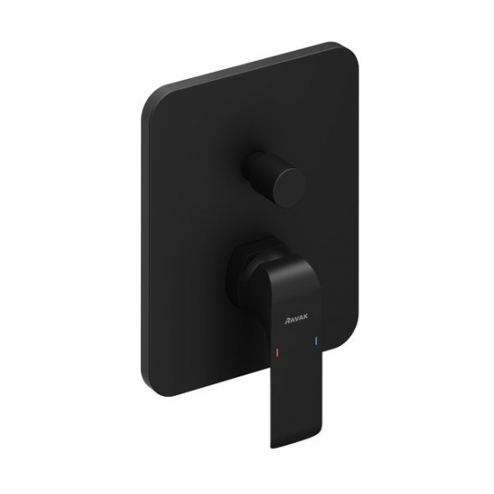 Встраиваемый смеситель для душа и ванны RAVAK Flat black FL 065.20 С ВНУТРЕННЕЙ ЧАСТЬЮ, чёрный 