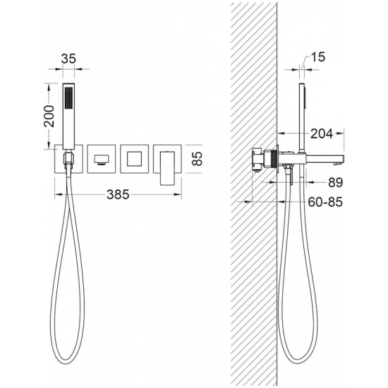 Встраиваемый смеситель для душа и ванны TIMO Selene 2014/17YSM С ВНУТРЕННЕЙ ЧАСТЬЮ, золото матовое