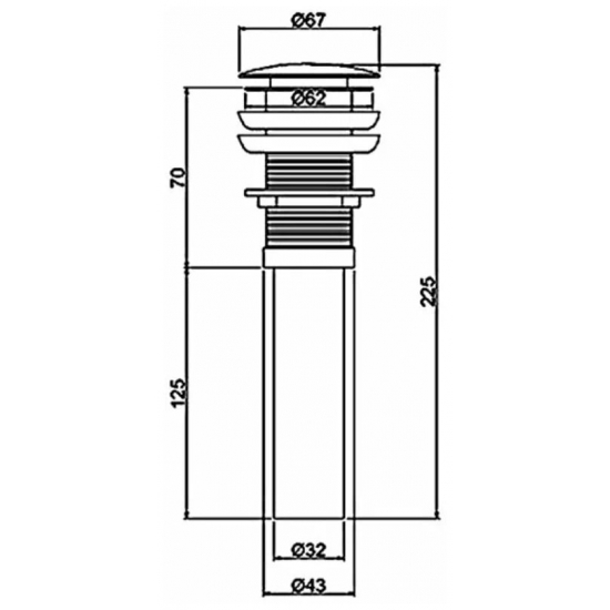 Выпуск для сифона FRAP F65-2 click-clack цельнометаллический пробка 62мм без перелива хром