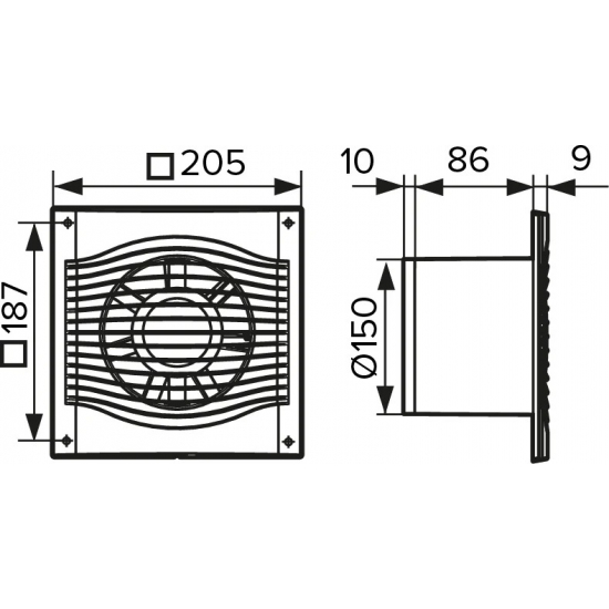 Вытяжной вентилятор DICITI Slim 6C D150 с обратным клапаном