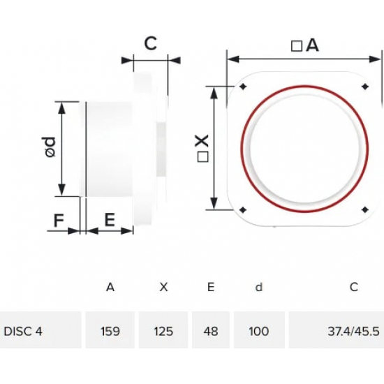 Вытяжной вентилятор ERA  DISC 4 D100 без шнура