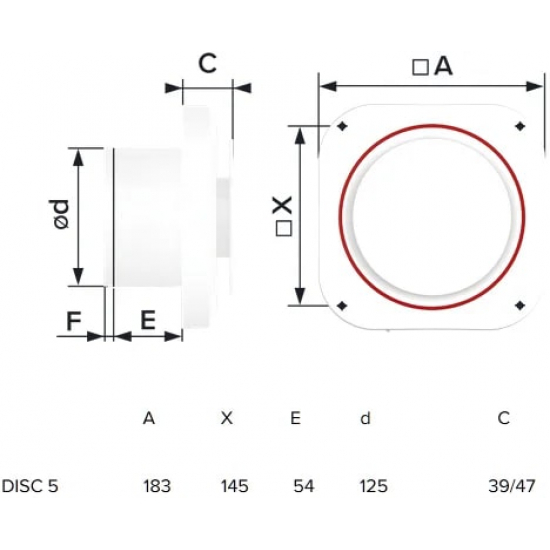 Вытяжной вентилятор ERA  DISC 5 D125  без шнура