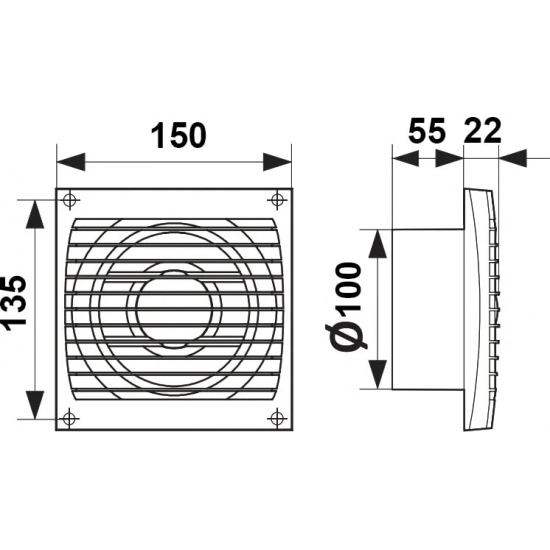 Вытяжной вентилятор ERA  Era 4S D100 без шнура с антимаскитной сеткой