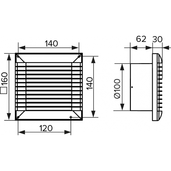 Вытяжной вентилятор ERA  EURO 4A  D100 с автоматическими жалюзями без шнура