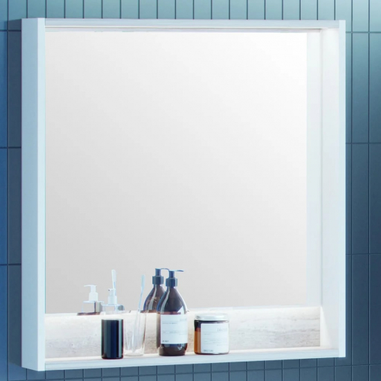 Зеркало АКВАТОН Капри 80 с подсветкой и полкой, бетон пайн