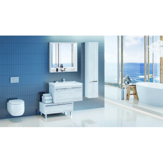 Зеркало АКВАТОН Капри 80 с подсветкой и полкой, бетон пайн