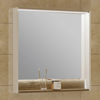 Зеркало АКВАТОН Капри 80 таксония темная, с подсветкой и полкой