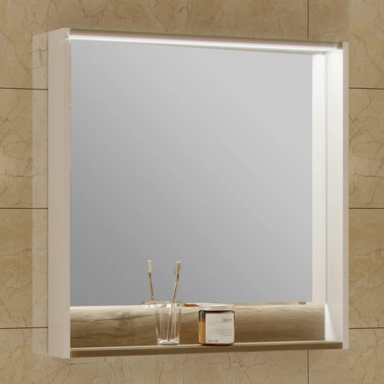 Зеркало АКВАТОН Капри 80 таксония темная, с подсветкой и полкой