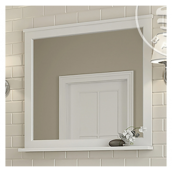 Зеркало АКВАТОН Леон 80 дуб белый, с полкой