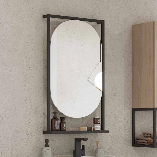 Зеркало АКВАТОН Лофт Фабрик 50 дуб эндгрейн, с полкой