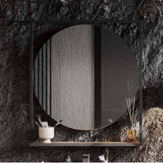 Зеркало АКВАТОН Лофт Фабрик 80 дуб эндгрейн, с полкой