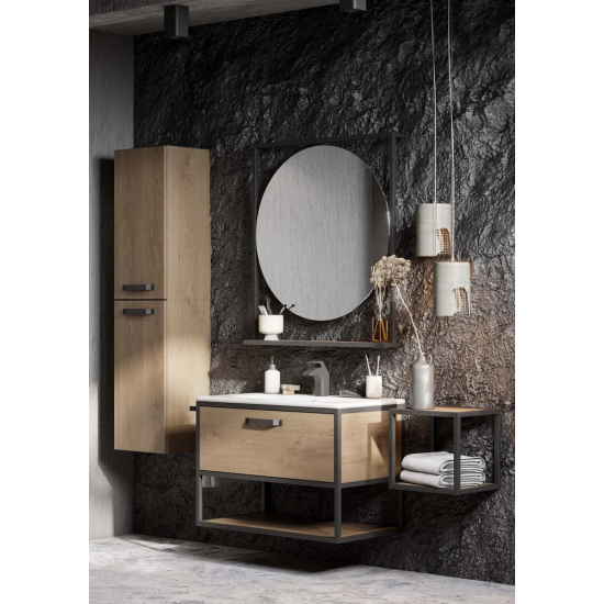 Зеркало АКВАТОН Лофт Фабрик 80 дуб кантри, с полкой