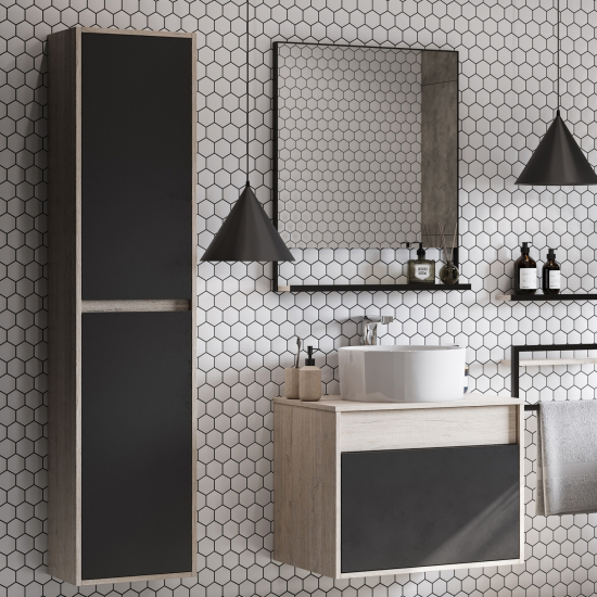 Зеркало АКВАТОН Лофт Урбан 65 см, с полкой