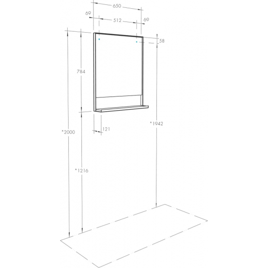 Зеркало АКВАТОН Лофт Урбан 65 см, с полкой