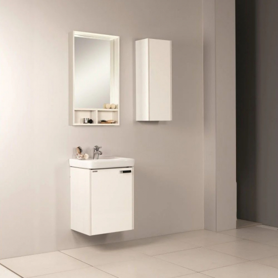 Зеркало АКВАТОН Йорк 50 белый/выбеленное дерево, с полкой