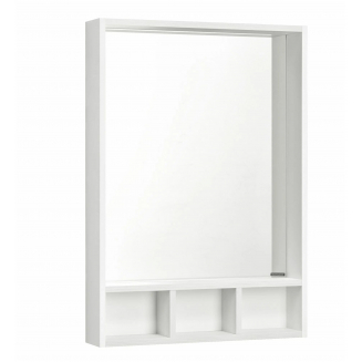 Зеркало АКВАТОН Йорк 60 белый/выбеленное дерево, с полкой