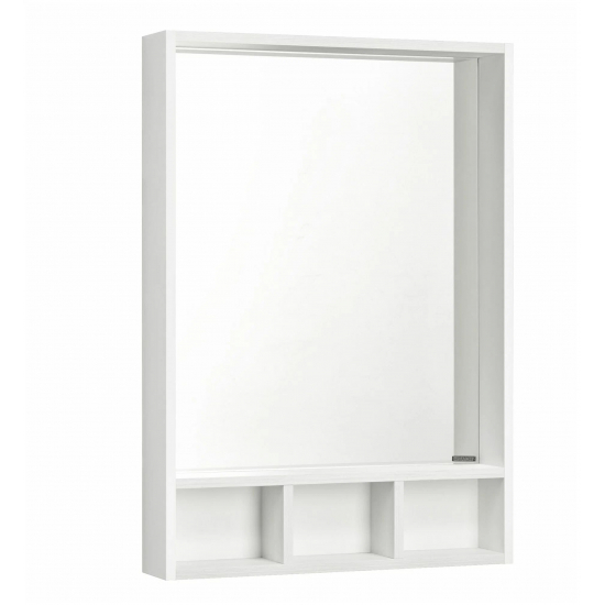 Зеркало АКВАТОН Йорк 60 белый/выбеленное дерево, с полкой