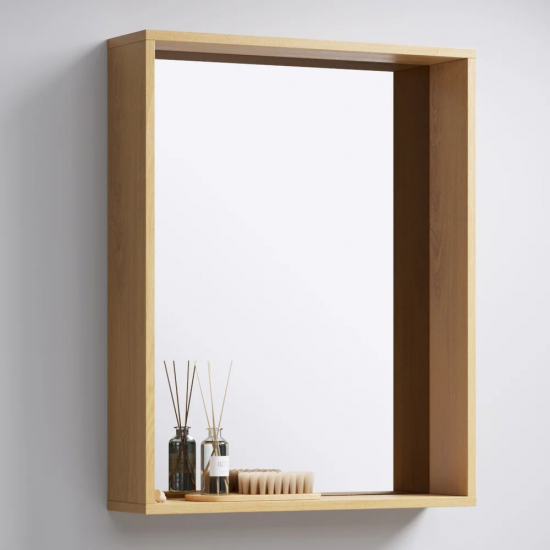 Зеркало AQWELLA Basic 60 дуб золотой, с полкой