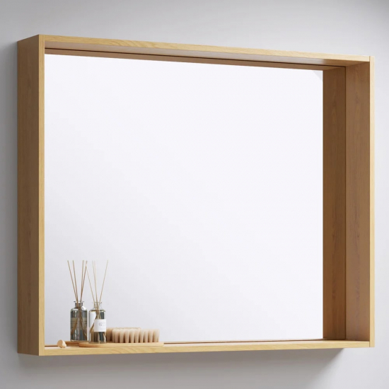 Зеркало AQWELLA Basic 80х100 дуб золотой, с полкой