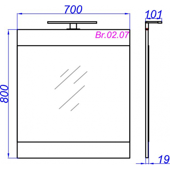 Зеркало AQWELLA Бриг 70  белый, c подсветкой