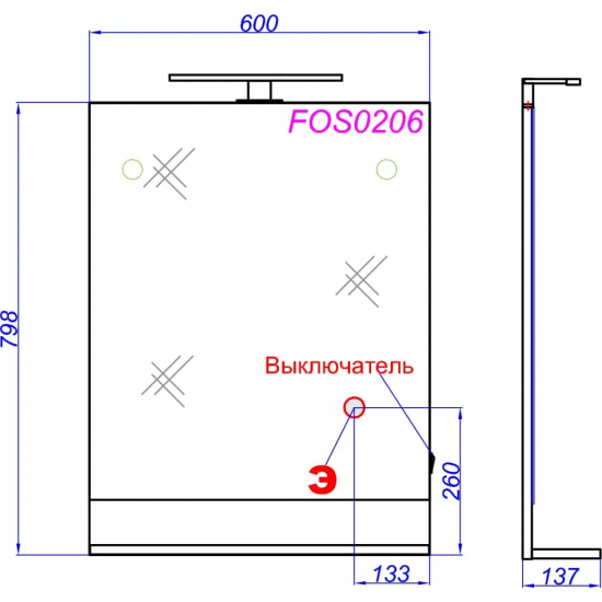Зеркало AQWELLA Foster 60 дуб сонома, с полкой