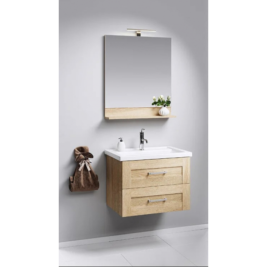 Зеркало AQWELLA Foster 80 дуб сонома, с полкой