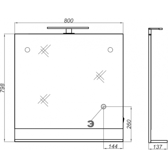 Зеркало AQWELLA Foster 80 дуб сонома, с полкой
