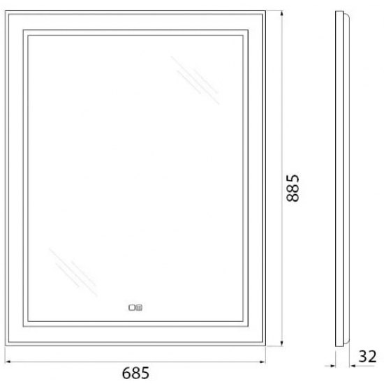 Зеркало BELBAGNO Kraft SPC-KRAFT-685-885-TCH-WARM-NERO черное, с подсветкой и подогревом