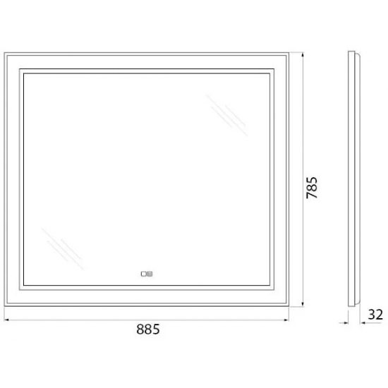 Зеркало BELBAGNO Kraft SPC-KRAFT-885-785-TCH-WARM-NERO черное, с подсветкой и подогревом