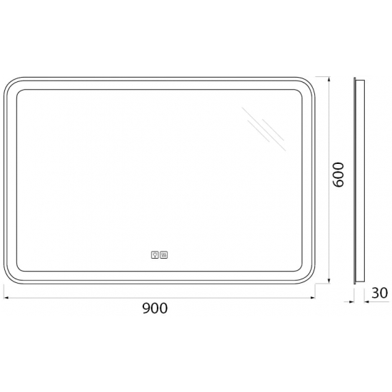 Зеркало BELBAGNO Marino 90х60 с подсветкой и подогревом, сенсорным выключателем