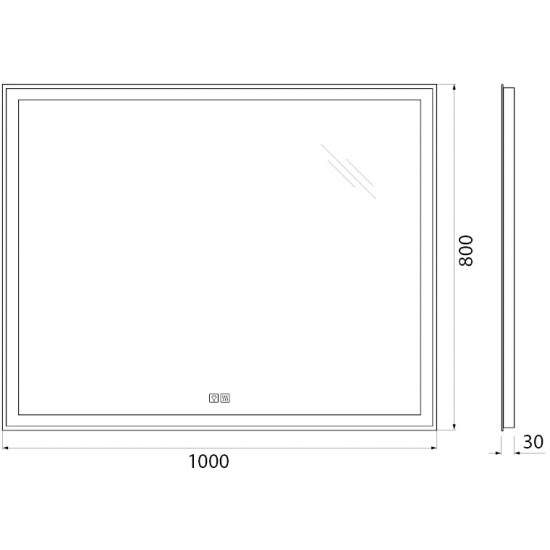 Зеркало BELBAGNO SPC-GRT-1000-800-LED-TCH-WARM с подсветкой и подогревом, сенсорным выключателем