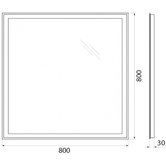 Зеркало BELBAGNO SPC-GRT-800-800-LED-TCH-WARM с подсветкой, сенсорным выключателем