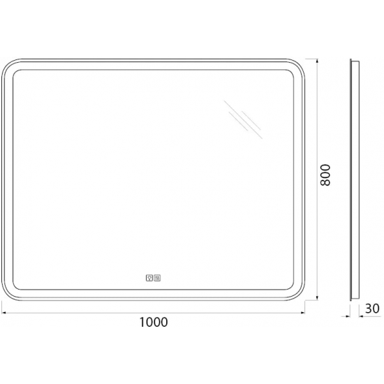 Зеркало BELBAGNO SPC-MAR-1000-800-LED-TCH-WARM с подсветкой и подогревом, сенсорным выключателем