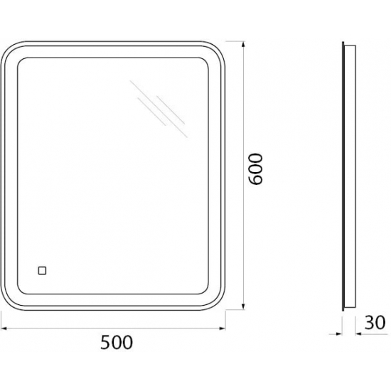 Зеркало BELBAGNO SPC-MAR-500-600-LED-TCH с подсветкой, сенсорным выключателем