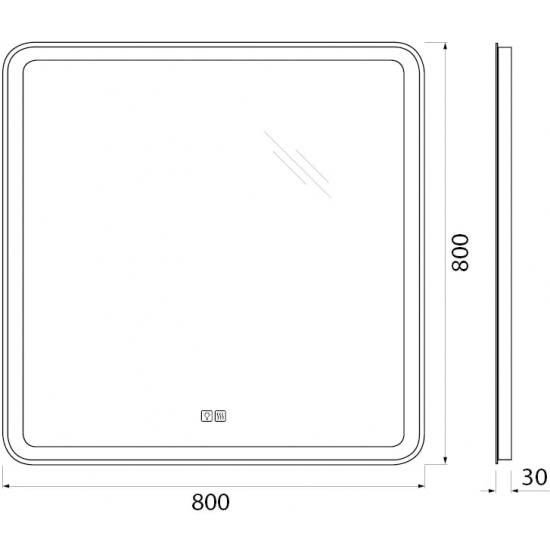 Зеркало BELBAGNO SPC-MAR-800-800-LED-TCH-WARM с подсветкой и подогревом, сенсорным выключателем