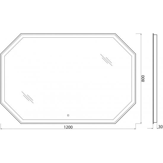Зеркало BELBAGNO SPC-OTT-1200-800-LED-TCH с подсветкой, сенсорным выключателем