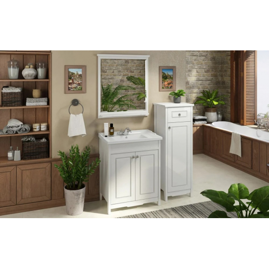 Зеркало COMFORTY Тбилиси 70 белый глянец, с полкой