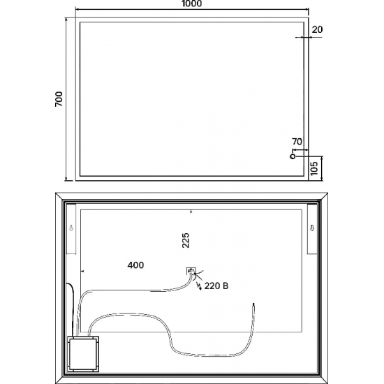 Зеркало IDDIS Brick 100 c термообогревом и подсветкой