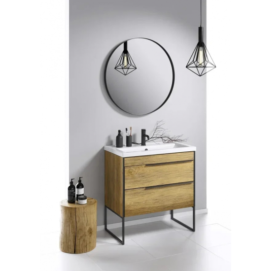 Зеркало круглое AQWELLA Fargo черное, 60 см